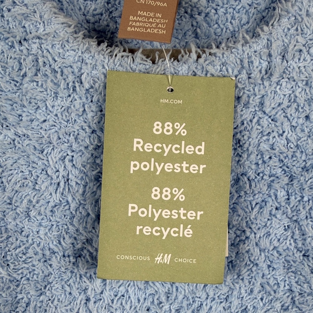 H&M Light Blue Fuzzy Textured Top. NWT. Womens size M. Stretchy. Y2K inspired - Picture 4 of 6